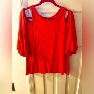❤️Chico’s RED Cold Shoulder Sz 0 Top💋